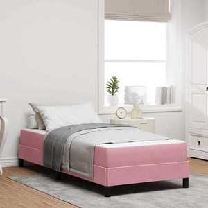 vidaXL Pat cu arcuri cu saltea Roz 80 x 210 cm țesătură imagine