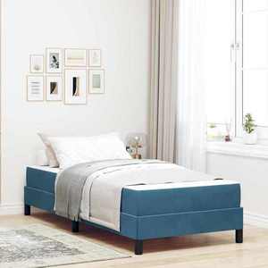 vidaXL Pat cu arcuri cu saltea Albastru închis 100 x 220 cm țesătură imagine