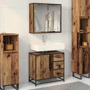 vidaXL Set de mobilier pentru baie 2 pcs Lemn Vechi Lemn compozit imagine