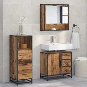 vidaXL Set de mobilier pentru baie 3 pcs Lemn Vechi Lemn compozit imagine