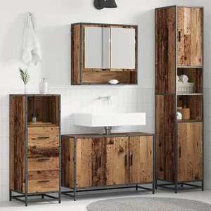 vidaXL Set de mobilier pentru baie 3 pcs Lemn Vechi Lemn compozit imagine