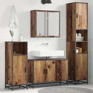 vidaXL Set de mobilier pentru baie 3 pcs Lemn Vechi Lemn compozit imagine