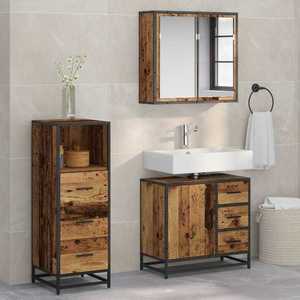 vidaXL Set de mobilier pentru baie 3 pcs Lemn Vechi Lemn compozit imagine