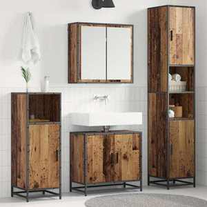 vidaXL Set de mobilier pentru baie 3 pcs Lemn Vechi Lemn compozit imagine