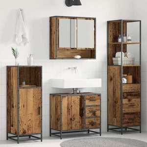 vidaXL Set de mobilier pentru baie 3 pcs Lemn Vechi Lemn compozit imagine
