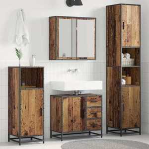vidaXL Set de mobilier pentru baie 3 pcs Lemn Vechi Lemn compozit imagine
