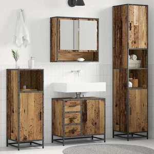 vidaXL Set de mobilier pentru baie 3 pcs Lemn Vechi Lemn compozit imagine