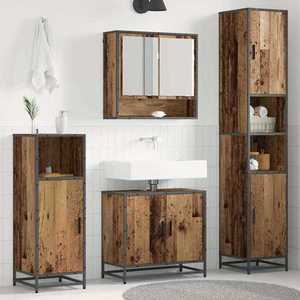 vidaXL Set de mobilier pentru baie 3 pcs Lemn Vechi Lemn compozit imagine