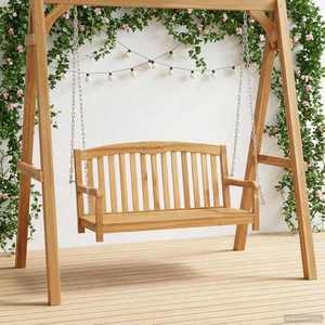 vidaXL Bancă swinging natural 114 x 61 x 61, 5 cm Lemn solid de tec imagine