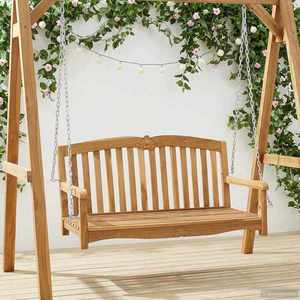 vidaXL Bancă swinging natural 114 x 60 x 60, 5 cm Lemn solid de tec imagine