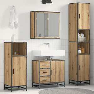 vidaXL Set de mobilier pentru baie cu sertar 4 pcs Stejar Artizanal imagine