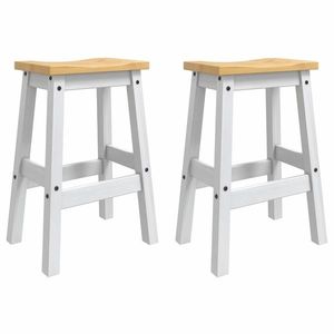 VidaXL Scaun de bar 2 pcs Alb și Ceară de Miere 44 x 30 x 63 cm imagine