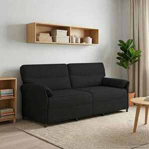 vidaXL Sofa cu 3 locuri Negru 198 x 83 x 95 cm Țesătură imagine