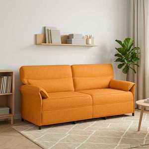 vidaXL Canapea 100% poliester, cadru din metal, MDF, placaj imagine
