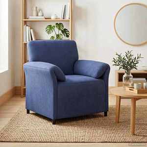 vidaXL Sofa cu un loc Albastru Poliție 88 x 83 x 95 cm Catifea imagine