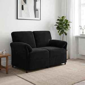 vidaXL Canapea cu 2 locuri Negru 138 x 83 x 95 cm Catifea imagine