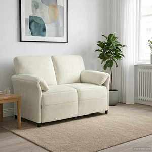 vidaXL Canapea cu 2 locuri Crem 138 x 83 x 95 cm Catifea imagine