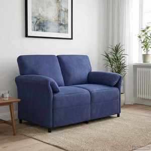 vidaXL Canapea cu 2 locuri Albastru Poliție 138 x 83 x 95 cm Catifea imagine