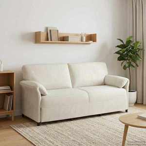 vidaXL Sofa cu 3 locuri Crem 198 x 83 x 95 cm Catifea imagine