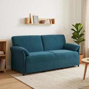 vidaXL Sofa cu 3 locuri albastru 198 x 83 x 95 cm Catifea imagine