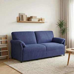 vidaXL Sofa cu 3 locuri Albastru Poliție 198 x 83 x 95 cm Catifea imagine