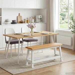 VidaXL Bancă de Dining EKAI Alb 91, 5 x 29 x 45, 5 cm Lemn masiv de pin imagine