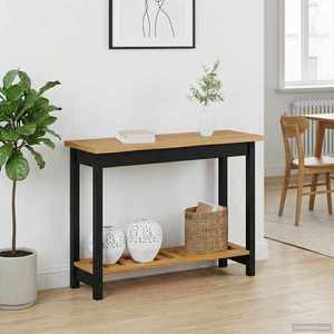 VidaXL Masă de consolă EKAI Negru 112 x 35 x 76 cm Lemn masiv de pin imagine
