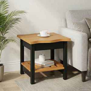 VidaXL Masă laterală EKAI Negru 50 x 50 x 45, 5 cm Lemn masiv de pin imagine