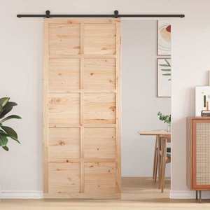 vidaXL Ușă hambar natural 90 x 2, 5 x 208 cm Lemn masiv de pin imagine
