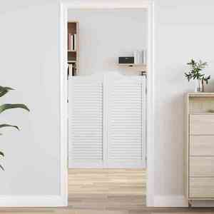 vidaXL Uși oscilante 2 pcs Alb Lemn masiv de pin imagine