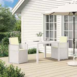vidaXL Scaune de Dining pentru Grădină 2 pcs Alb și crem PP imagine