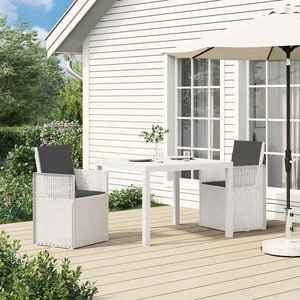 vidaXL Scaune de Dining pentru Grădină 2 pcs Alb și antracit PP imagine