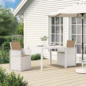 vidaXL Scaune de Dining pentru Grădină 2 pcs Alb și taupe PP imagine
