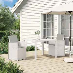vidaXL Scaune de Dining pentru Grădină 2 pcs Alb și gri deschis PP imagine