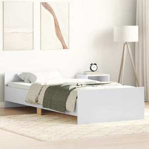 vidaXL Cadru de pat, alb, 100x200 cm, lemn prelucrat imagine