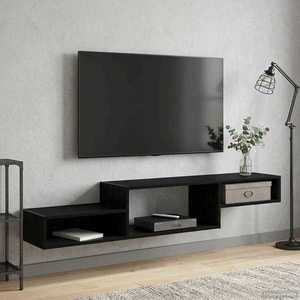 vidaXL Sistem de TV montat pe perete Montare pe perete Stejar Negru imagine