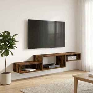 vidaXL Sistem de TV montat pe perete Montare pe perete Stejar fumuriu imagine