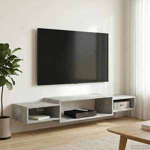 vidaXL Sistem de TV montat pe perete Montare pe perete Gri Beton imagine