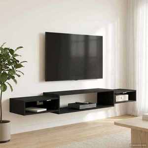 vidaXL Sistem de TV montat pe perete Montare pe perete Stejar Negru imagine