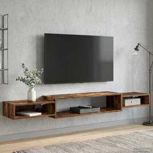 vidaXL Sistem de TV montat pe perete Montare pe perete Stejar fumuriu imagine