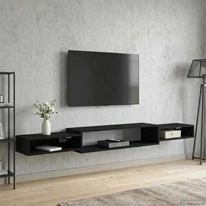 vidaXL Sistem de TV montat pe perete Montare pe perete Stejar Negru imagine
