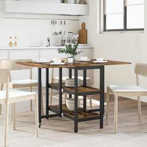 vidaXL Masă de dining 122 x 80 x 76, 5 cm Lemn prelucrat Stejar fumuriu imagine