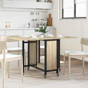 vidaXL Masă de dining pliabilă cu rotițe 130 x 80 x 76, 5 cm otel PB imagine