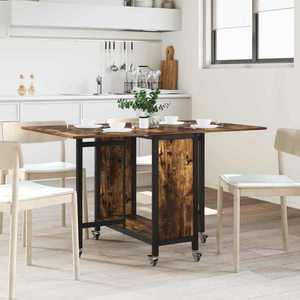 vidaXL Masă de dining pliabilă cu rotițe 130 x 80 x 76, 5 cm otel PB imagine