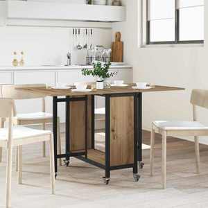 vidaXL Masă de dining pliabilă cu rotițe 130 x 80 x 76, 5 cm otel PB imagine