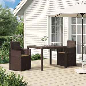 vidaXL Scaune de Dining pentru Grădină 2 pcs Maro și taupe PP imagine