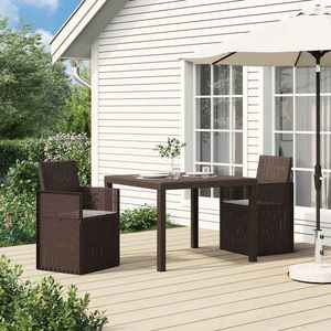 vidaXL Scaune de Dining pentru Grădină 2 pcs Maro și gri deschis PP imagine