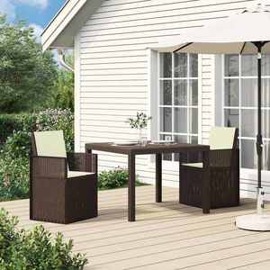 vidaXL Scaune de Dining pentru Grădină 2 pcs Maro și Crem PP imagine