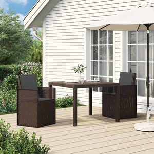 vidaXL Scaune de Dining pentru Grădină 2 pcs Maro și Antracit PP imagine