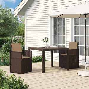 vidaXL Scaune de Dining pentru Grădină 2 pcs Maro și taupe PP imagine